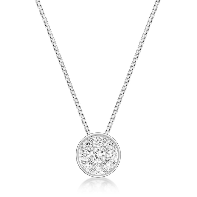 0.33 Carat Lab Grown Diamond Round Pendant Necklace for Women in 10k White Gold on 18 Inch Chain (G-H, VS2-SI1) Spring Ring 