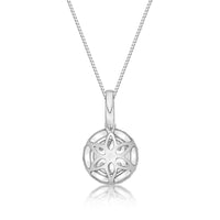 0.50 Carat Lab Grown Diamond Round Halo Pendant Necklace for Women in 10k White Gold on 18 Inch Chain (G-H, VS2-SI1) Spring Ring 