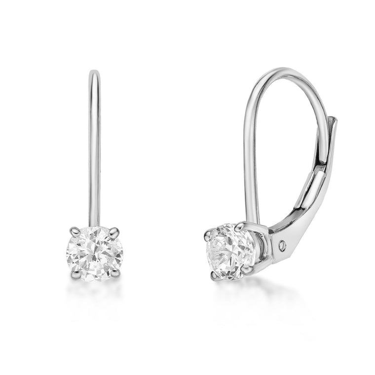 0.50 Carat Lab Grown Diamond Dangle Earrings for Women in 14k White Gold (G-H, VS2-SI1) Lever Back 