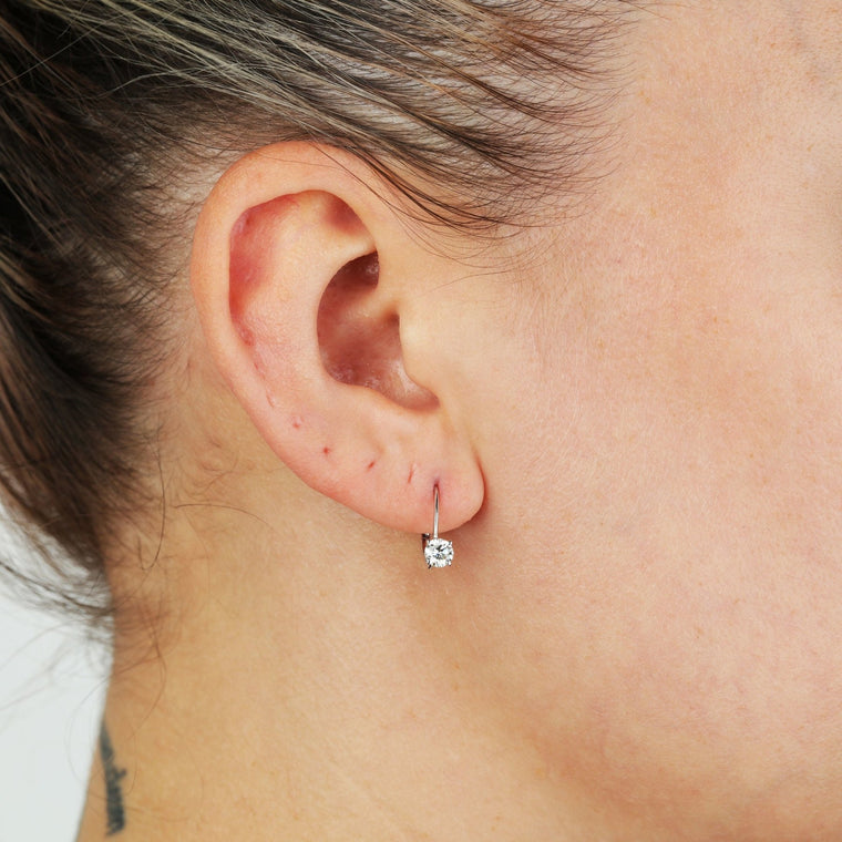 0.50 Carat Lab Grown Diamond Dangle Earrings for Women in 14k White Gold (G-H, VS2-SI1) Lever Back 