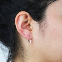 0.25 Carat Lab Grown Diamond Three Stone Dangle Earrings for Women in 10k White Gold (G-H, VS2-SI1) Lever Back 