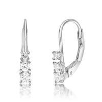 0.25 Carat Lab Grown Diamond Three Stone Dangle Earrings for Women in 10k White Gold (G-H, VS2-SI1) Lever Back 