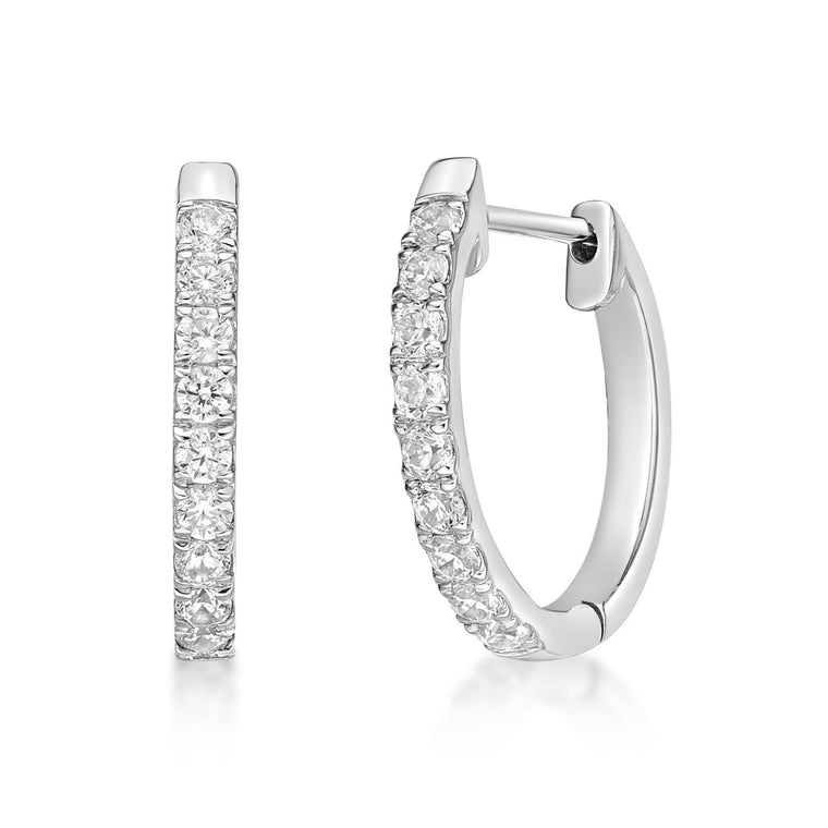 0.66 Carat Lab Grown Diamond Hinged Hoop Earrings in 925 Sterling Silver (G-H, VS2-SI1)