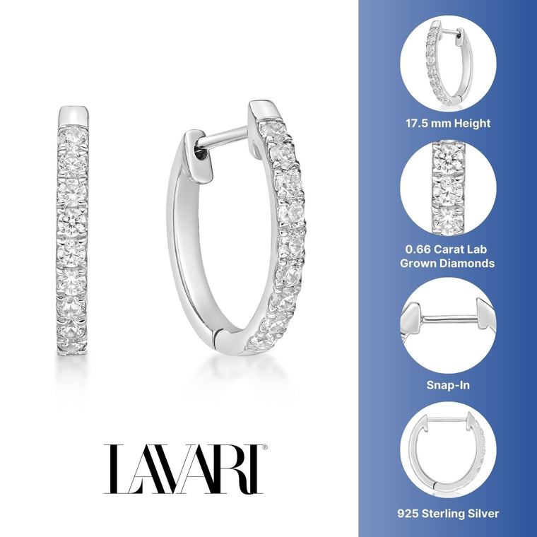 0.66 Carat Lab Grown Diamond Hinged Hoop Earrings in 925 Sterling Silver (G-H, VS2-SI1)