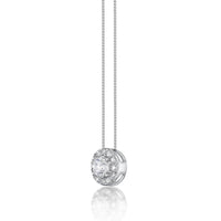 0.35 Carat Lab Grown Diamond Round Halo Pendant Necklace for Women in 14k White Gold on 18 Inch Chain (J-K, VS2-SI1) Spring Ring 