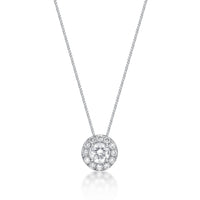 0.35 Carat Lab Grown Diamond Round Halo Pendant Necklace for Women in 14k White Gold on 18 Inch Chain (J-K, VS2-SI1) Spring Ring 