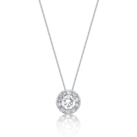 0.50 Carat Lab Grown Diamond Round Halo Pendant Necklace for Women in 14k White Gold on 18 Inch Chain (G-H, SI1) Spring Ring 