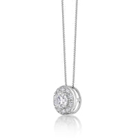0.50 Carat Lab Grown Diamond Round Halo Pendant Necklace for Women in 14k White Gold on 18 Inch Chain (G-H, SI1) Spring Ring 