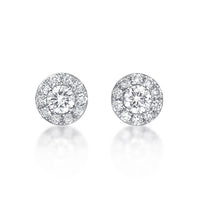 0.50 Carat Lab Grown Diamond Round Halo Stud Earrings for Women in 14k White Gold (G-H, VS2-SI1) Post With Friction Back 