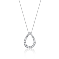 0.50 Carat Lab Grown Diamond Teardrop Pendant Necklace for Women in 14k White Gold on 18 Inch Chain (G-H, SI1-SI2) Spring Ring 