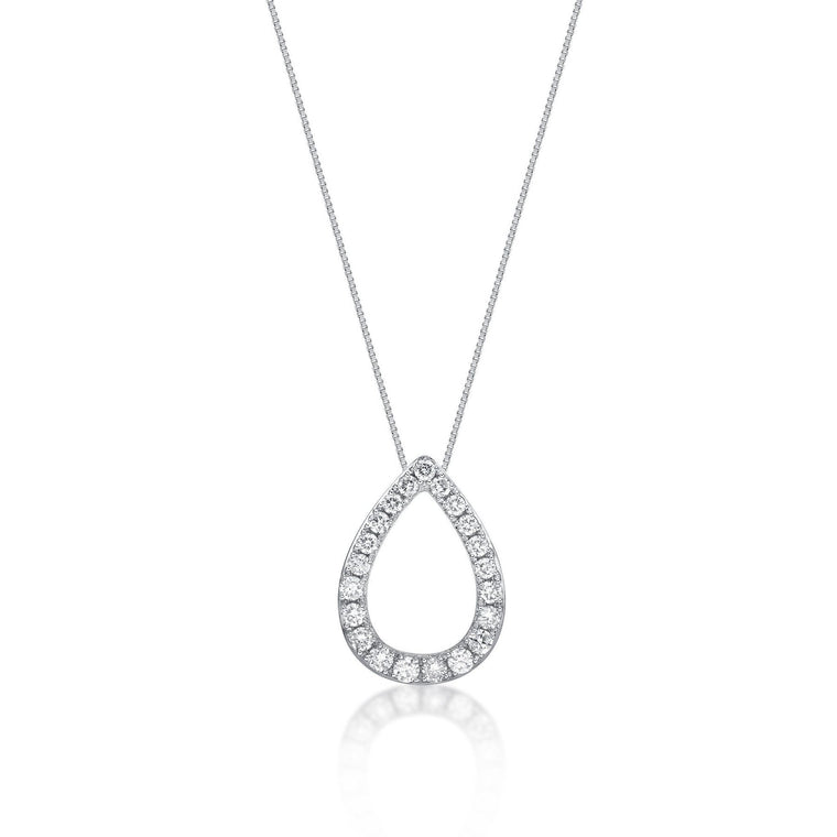 0.50 Carat Lab Grown Diamond Teardrop Pendant Necklace for Women in 14k White Gold on 18 Inch Chain (G-H, SI1-SI2) Spring Ring 