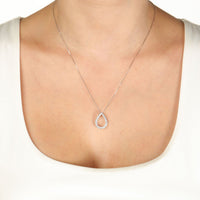 0.50 Carat Lab Grown Diamond Teardrop Pendant Necklace for Women in 14k White Gold on 18 Inch Chain (G-H, SI1-SI2) Spring Ring 