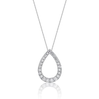 0.75 Carat Lab Grown Diamond Teardrop Pendant Necklace for Women in 14k White Gold on 18 Inch Chain (G-H, SI1-SI2) Spring Ring 