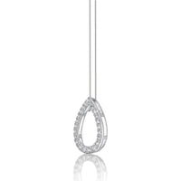 0.75 Carat Lab Grown Diamond Teardrop Pendant Necklace for Women in 14k White Gold on 18 Inch Chain (G-H, SI1-SI2) Spring Ring 