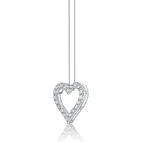 1.00 Carat Lab Grown Diamond Heart Pendant Necklace for Women in 14k White Gold on 18 Inch Chain (G-H, SI1-I2) Spring Ring 