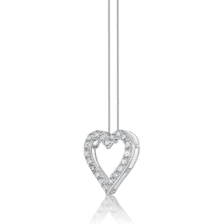 1.00 Carat Lab Grown Diamond Heart Pendant Necklace for Women in 14k White Gold on 18 Inch Chain (G-H, SI1-I2) Spring Ring 