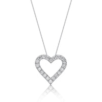 1.00 Carat Lab Grown Diamond Heart Pendant Necklace for Women in 14k White Gold on 18 Inch Chain (G-H, SI1-I2) Spring Ring 