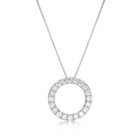 0.65 Carat Lab Grown Diamond Circle of Life Pendant Necklace for Women in 14k White Gold on 18 Inch Chain (G-H, SI1-SI2) Spring Ring 