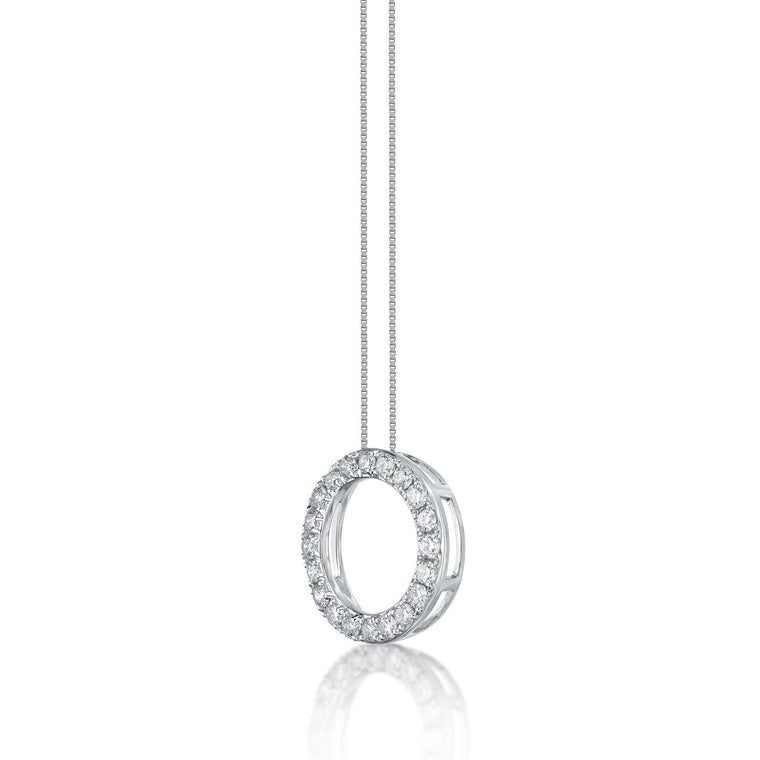 0.65 Carat Lab Grown Diamond Circle of Life Pendant Necklace for Women in 14k White Gold on 18 Inch Chain (G-H, SI1-SI2) Spring Ring 