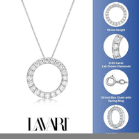 0.65 Carat Lab Grown Diamond Circle of Life Pendant Necklace for Women in 14k White Gold on 18 Inch Chain (G-H, SI1-SI2) Spring Ring 