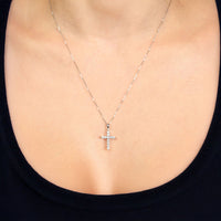 0.50 Carat Lab Grown Diamond Cross Pendant Necklace for Women in 14k White Gold on 18 Inch Chain (G-H, I1-I2) Spring Ring 
