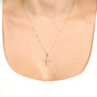 0.50 Carat Lab Grown Diamond Cross Pendant Necklace for Women in 14k White Gold on 18 Inch Chain (G-H, I1-I2) Spring Ring 