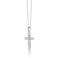 0.50 Carat Lab Grown Diamond Cross Pendant Necklace for Women in 14k White Gold on 18 Inch Chain (G-H, I1-I2) Spring Ring 