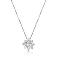 0.50 Carat Lab Grown Diamond Flower Pendant Necklace for Women in 14k White Gold on 18 Inch Chain (G-H, I1-I2) Spring Ring 