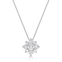 1.00 Carat Lab Grown Diamond Flower Pendant Necklace for Women in 14k White Gold on 18 Inch Chain (G-H, I1-I2) Spring Ring 