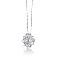 1.00 Carat Lab Grown Diamond Flower Pendant Necklace for Women in 14k White Gold on 18 Inch Chain (G-H, I1-I2) Spring Ring 