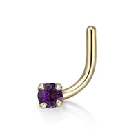 14K Gold Screw Cubic Zirconia Nose Ring - 20G