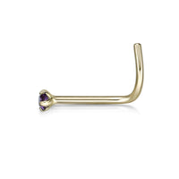 14K Gold Screw Cubic Zirconia Nose Ring - 20G