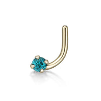 14K Gold Screw Cubic Zirconia Nose Ring - 20G