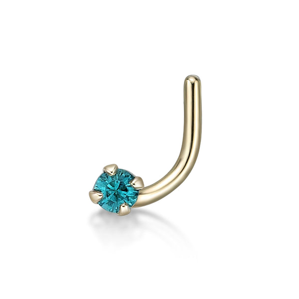 14K Gold Screw Cubic Zirconia Nose Ring - 20G