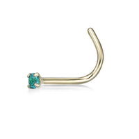 14K Gold Screw Cubic Zirconia Nose Ring - 20G