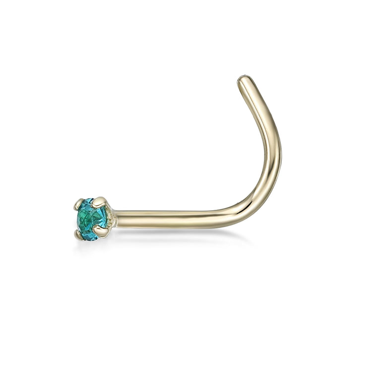 14K Gold Screw Cubic Zirconia Nose Ring - 20G