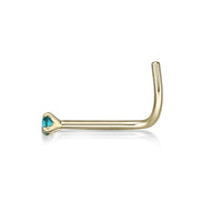 14K Gold Screw Cubic Zirconia Nose Ring - 20G