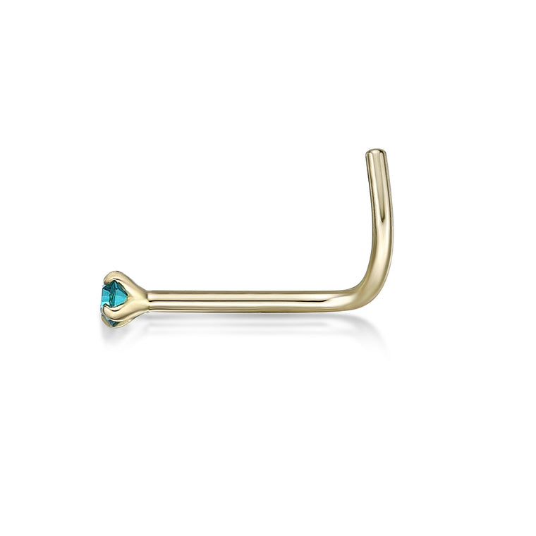 14K Gold Screw Cubic Zirconia Nose Ring - 20G