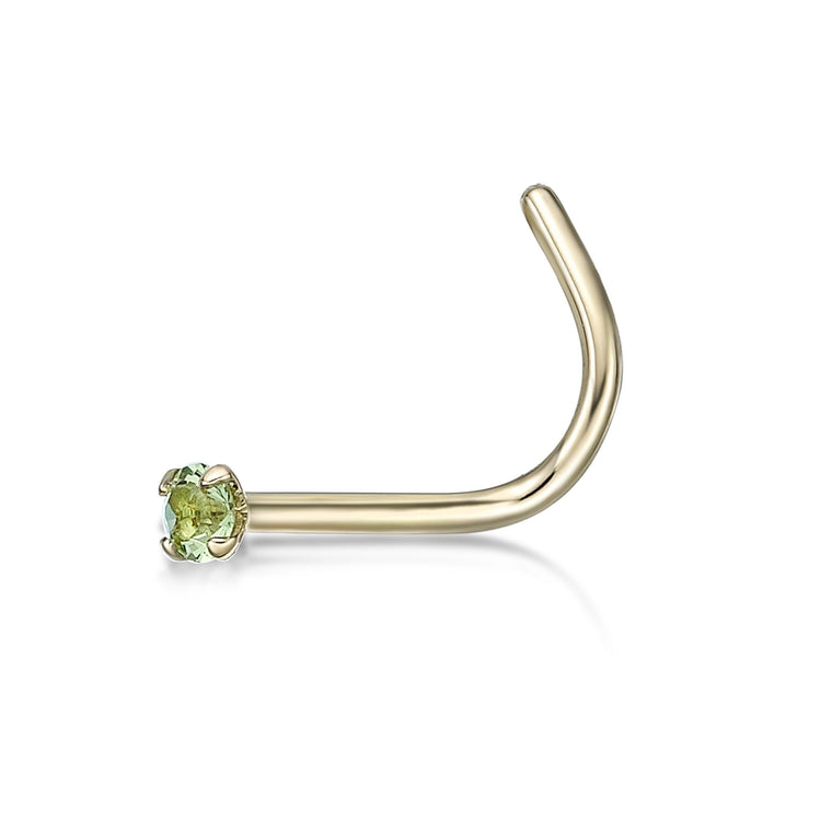 14K Gold Screw Cubic Zirconia Nose Ring - 20G