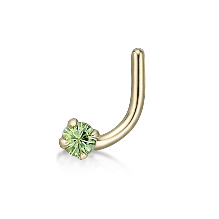 14K Gold Screw Cubic Zirconia Nose Ring - 20G