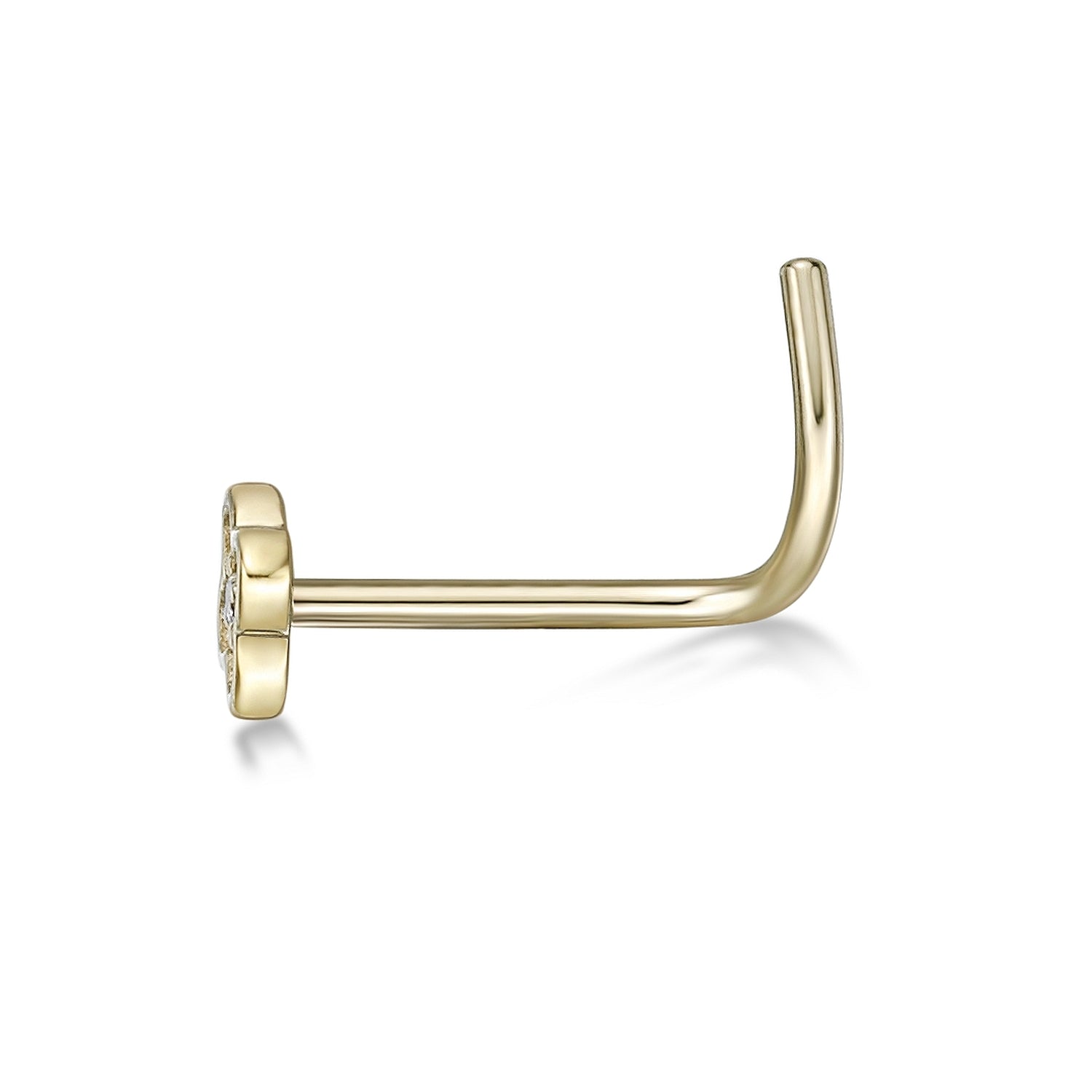 10K Gold Flower Screw Cubic Zirconia Nose Ring - 20G