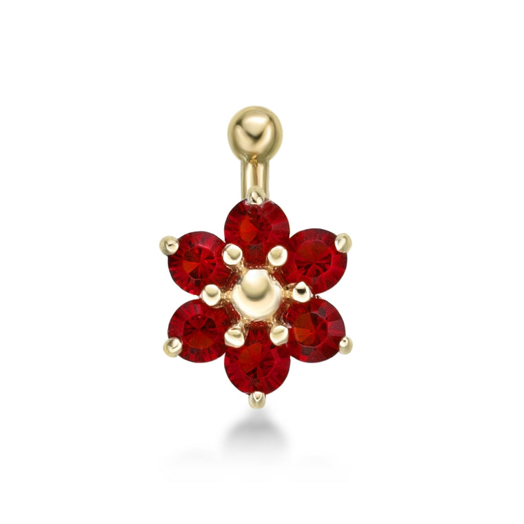 14K Swarovski Crystal L-Shaped Nose Ring - 20G