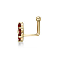 14K Swarovski Crystal L-Shaped Nose Ring - 20G
