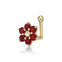 14K Swarovski Crystal L-Shaped Nose Ring - 20G
