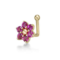 14K Swarovski Crystal L-Shaped Nose Ring - 20G