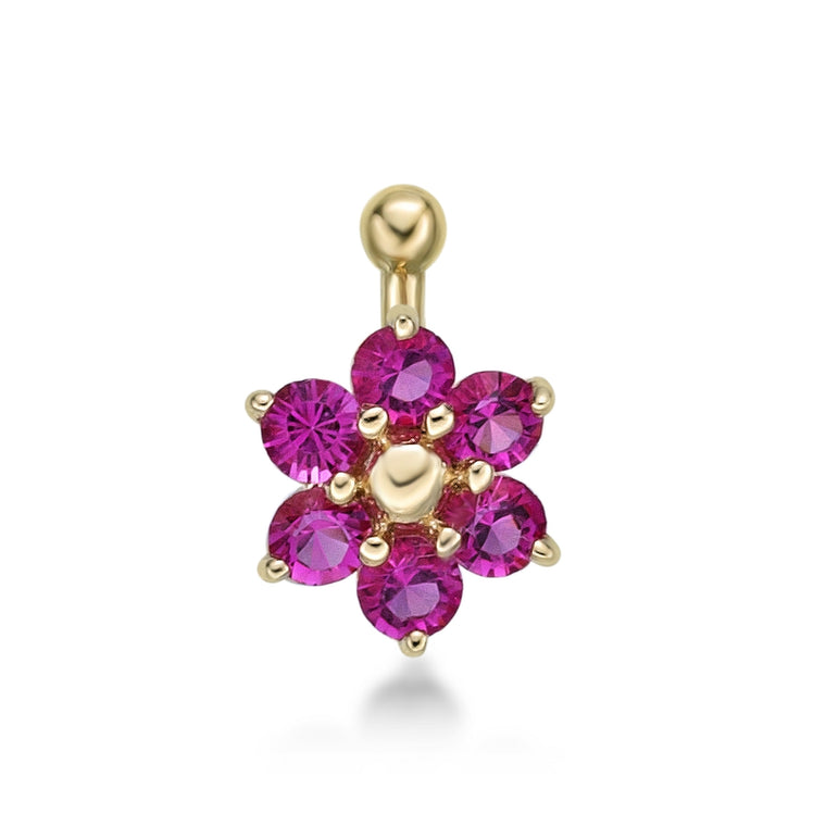 14K Swarovski Crystal L-Shaped Nose Ring - 20G