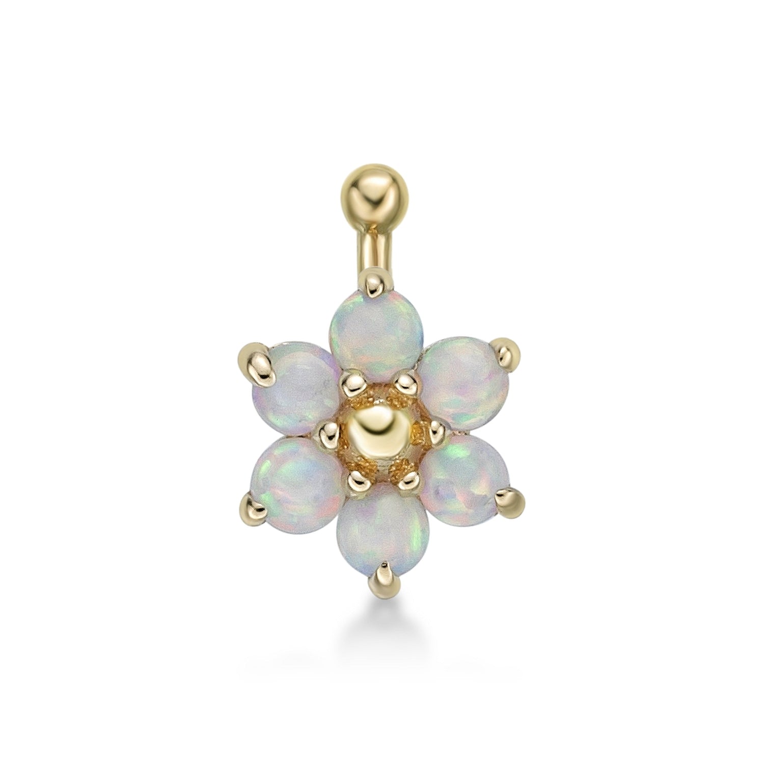 14K Swarovski Crystal L-Shaped Nose Ring - 20G