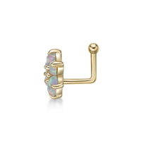 14K Swarovski Crystal L-Shaped Nose Ring - 20G
