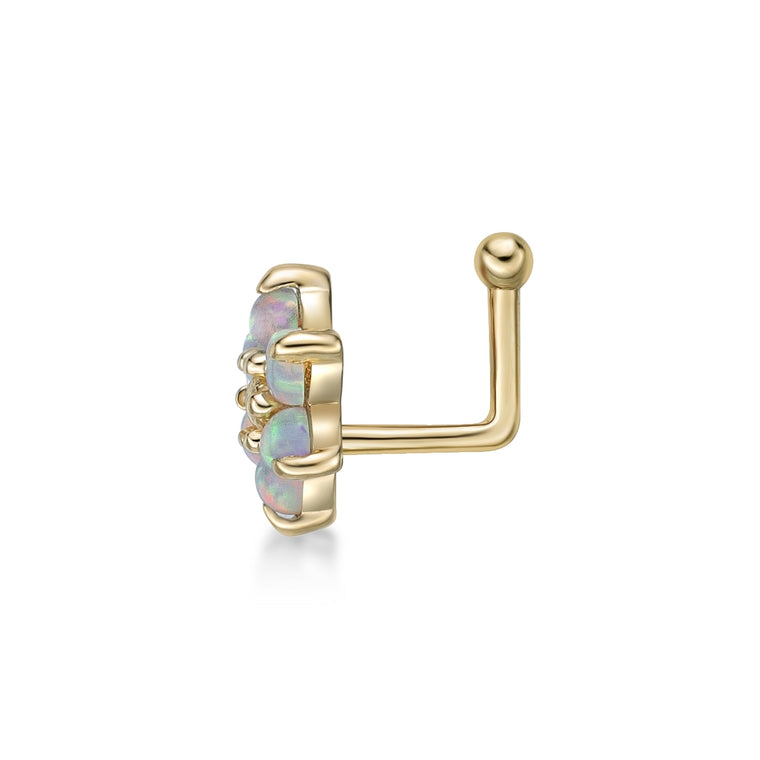14K Swarovski Crystal L-Shaped Nose Ring - 20G