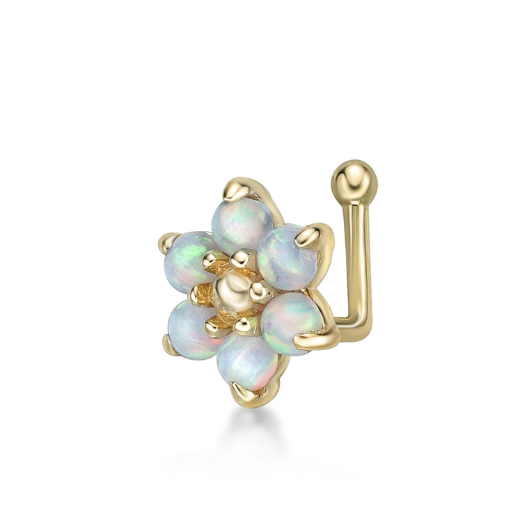 14K Swarovski Crystal L-Shaped Nose Ring - 20G